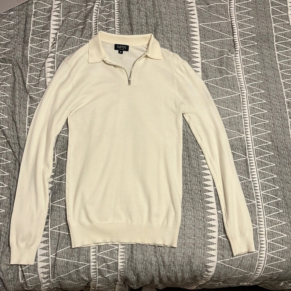 Boohoo men’s white quarter zip